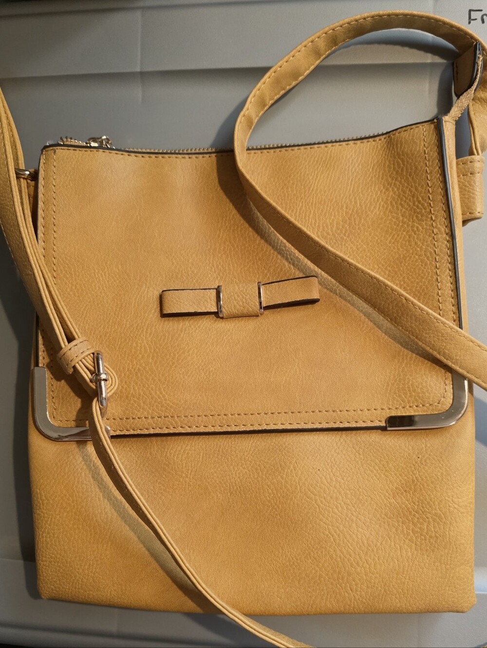 Women's Mustard Crossbody Bag with Bow Accent